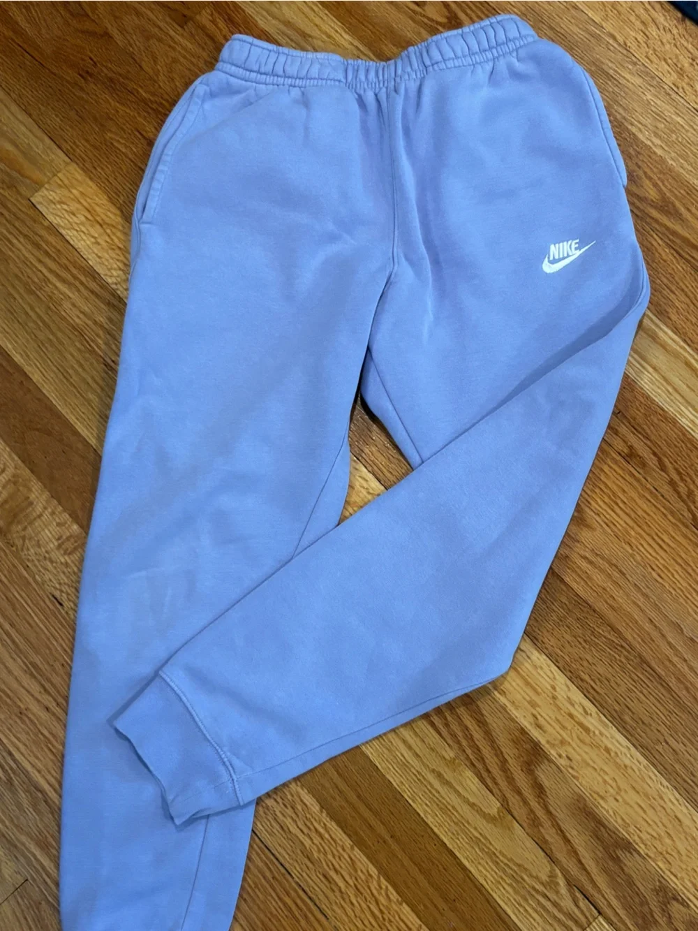 Nike Lavender Fleece Joggers with White Swoosh